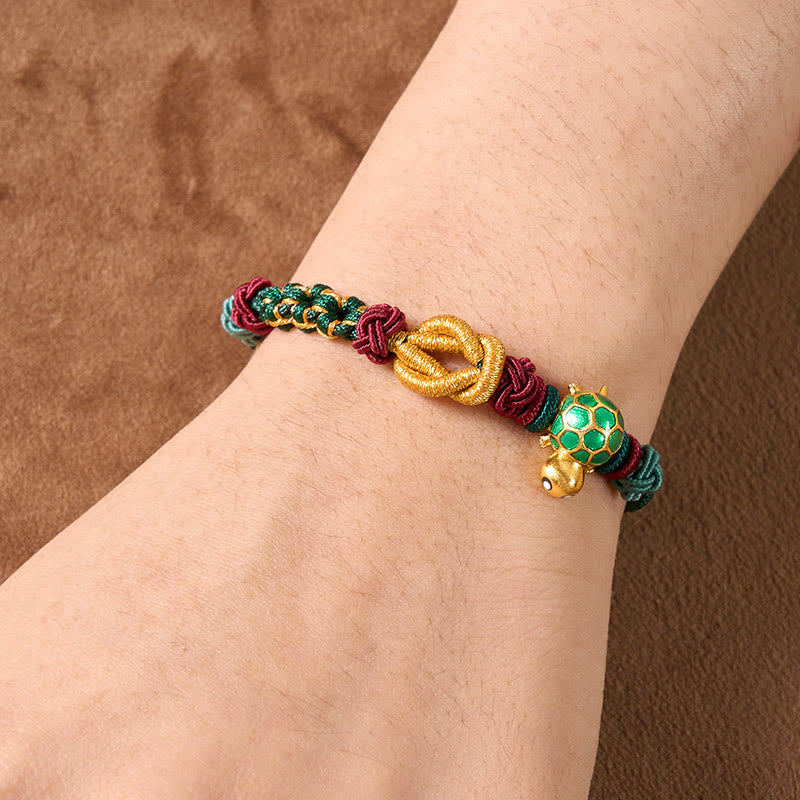 Buddha Stones Hand-Woven Copper Turtle Red String Protection Bracelet - image 4