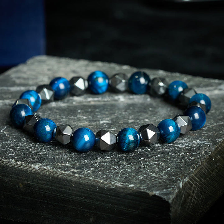 Buddha Stones Tiger Eye Hematite Faceted Strength Bracelet - Blue Tiger Eye(Balance ♥ Positive) - image 16