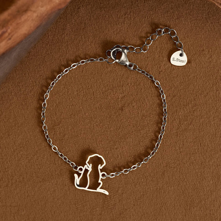 Buddha Stones Titanium Steel Minimalist Dog Cat Pendant Protection Chain Bracelet - Silver (Wrist Circumference: 14-17cm) - image 6