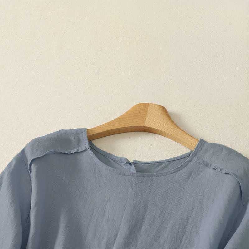Buddha Stones Summer Casual Minimalist Ruffle Hem Solid Women's Short Sleeve T-Shirts - image 13