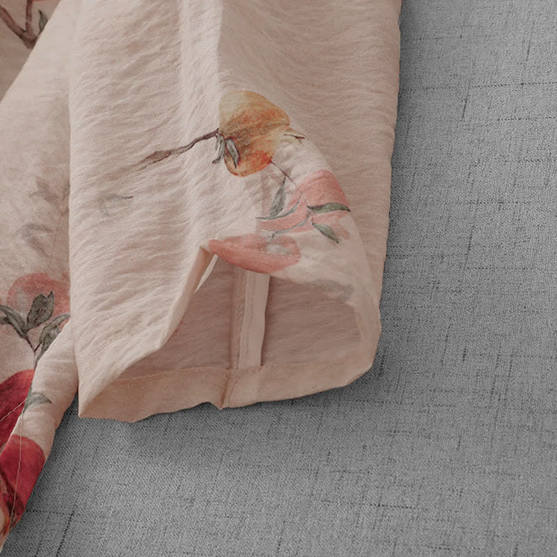 Buddha Stones Summer Tang Style Vintage Frog Button Pomegranate Print Women's Long Sleeve Shirts - image 6