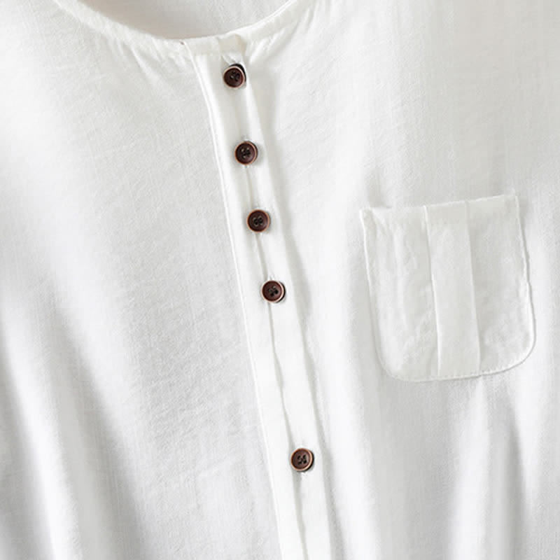 Buddha Stones Spring Casual Minimalist Button-Up Solid Women's Three-Quarter Sleeve Shirts With Patch Pocket - image 33