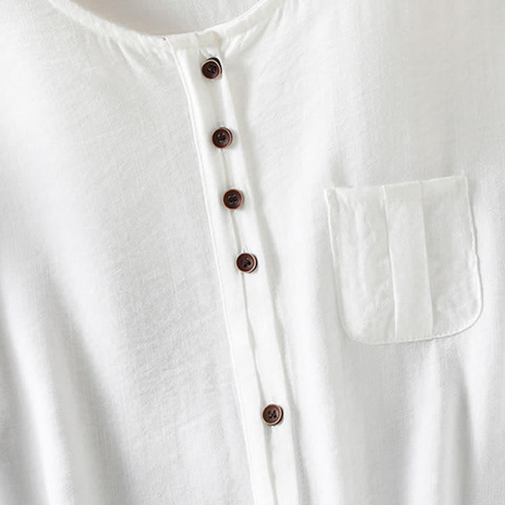 Buddha Stones Spring Casual Minimalist Button-Up Solid Women's Three-Quarter Sleeve Shirts With Patch Pocket - image 33