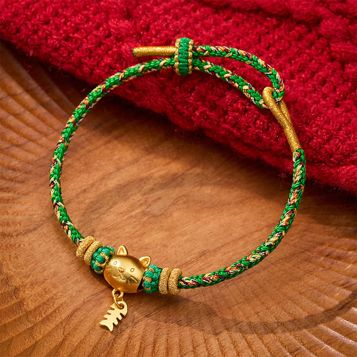 Buddha Stones Copper Cat Fish Multiple Colors String Balance Bracelet - Green(Wrist Circumference: 5.5–6.3 in/14–16 cm) - image 15