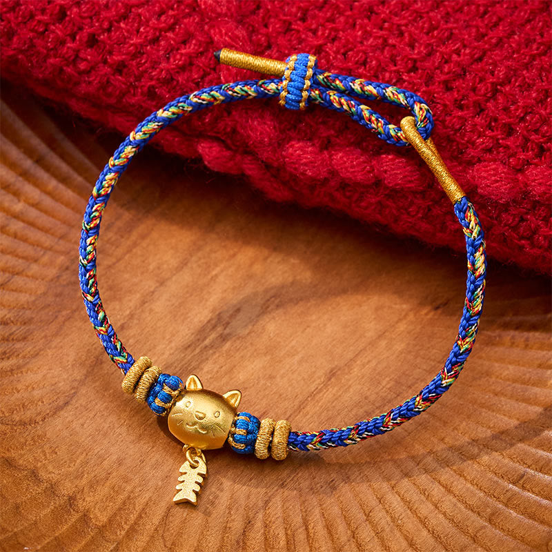 Buddha Stones Copper Cat Fish Multiple Colors String Balance Bracelet - Blue(Wrist Circumference: 5.5–6.3 in/14–16 cm) - image 10