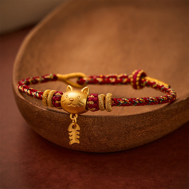 Buddha Stones Copper Cat Fish Multiple Colors String Balance Bracelet - image 3