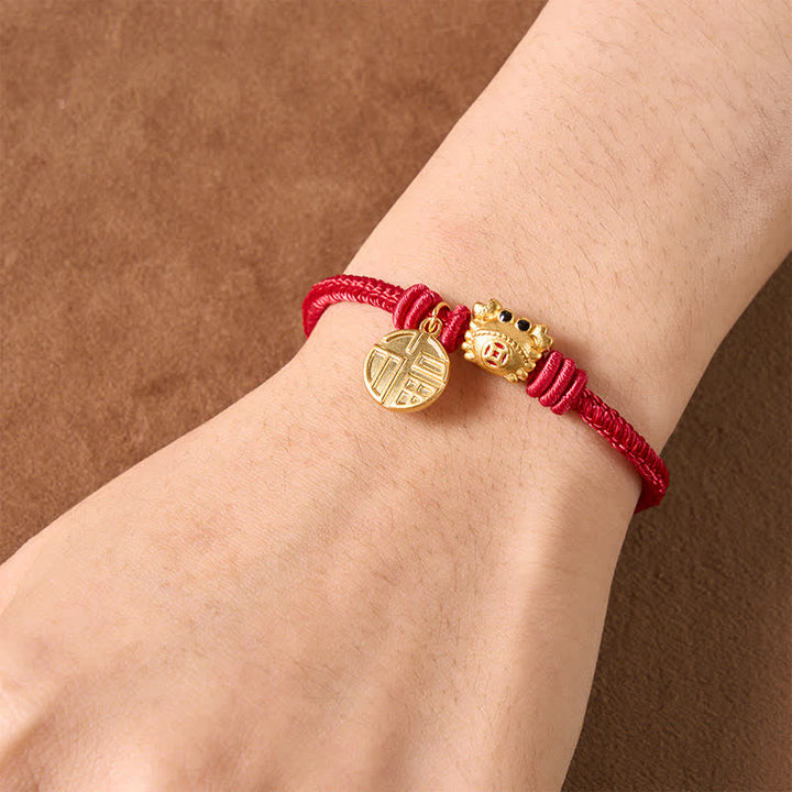 Buddha Stones Fu Character Chinese Coin Red String Fortune Bracelet - image 4