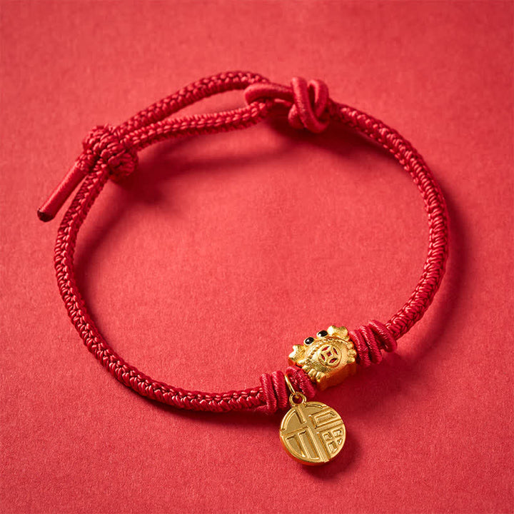 Buddha Stones Fu Character Chinese Coin Red String Fortune Bracelet - image 3