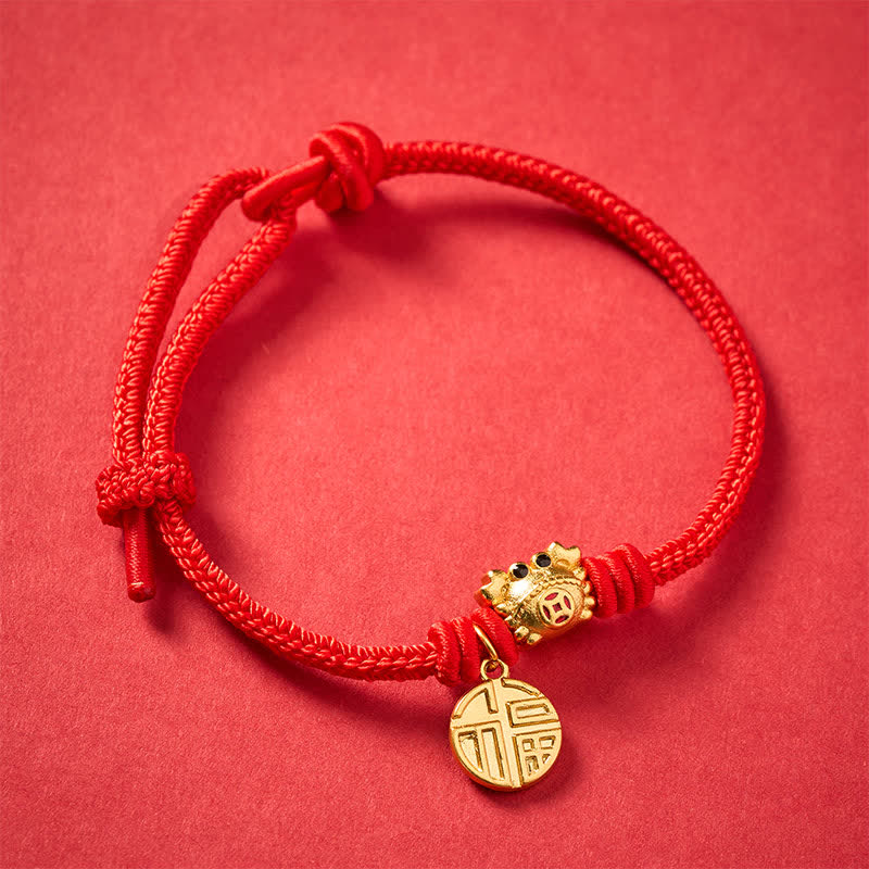 Buddha Stones Fu Character Chinese Coin Red String Fortune Bracelet - image 13