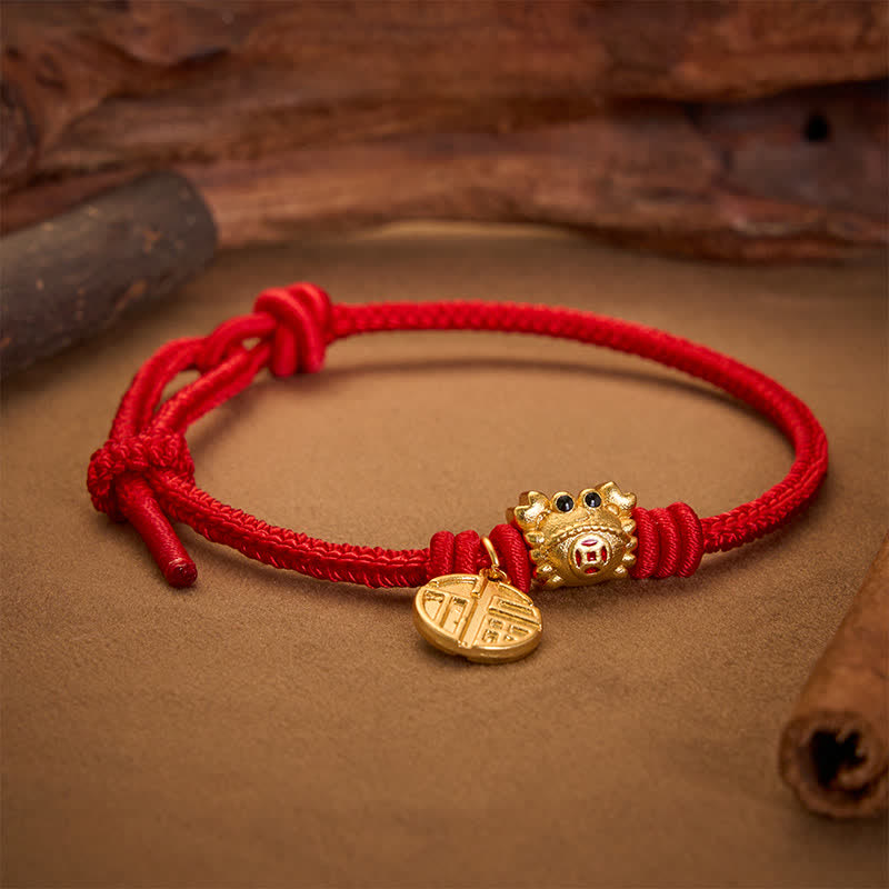Buddha Stones Fu Character Chinese Coin Red String Fortune Bracelet - image 11