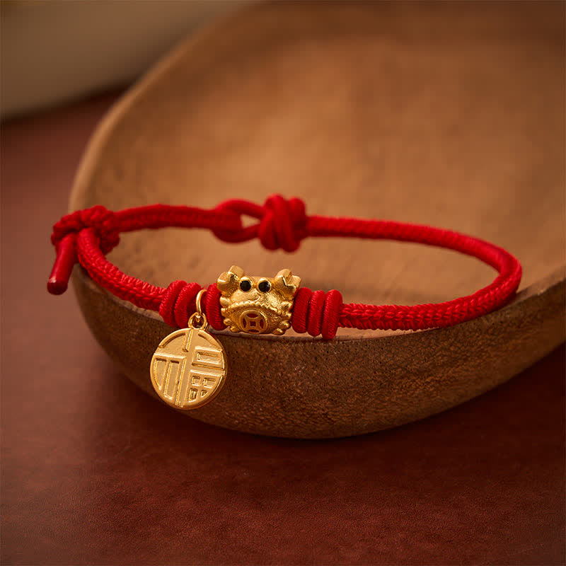 Buddha Stones Fu Character Chinese Coin Red String Fortune Bracelet - image 10