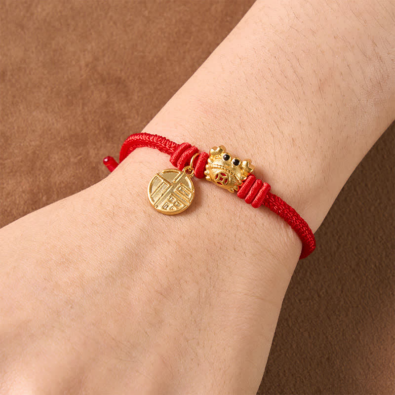 Buddha Stones Fu Character Chinese Coin Red String Fortune Bracelet - image 14