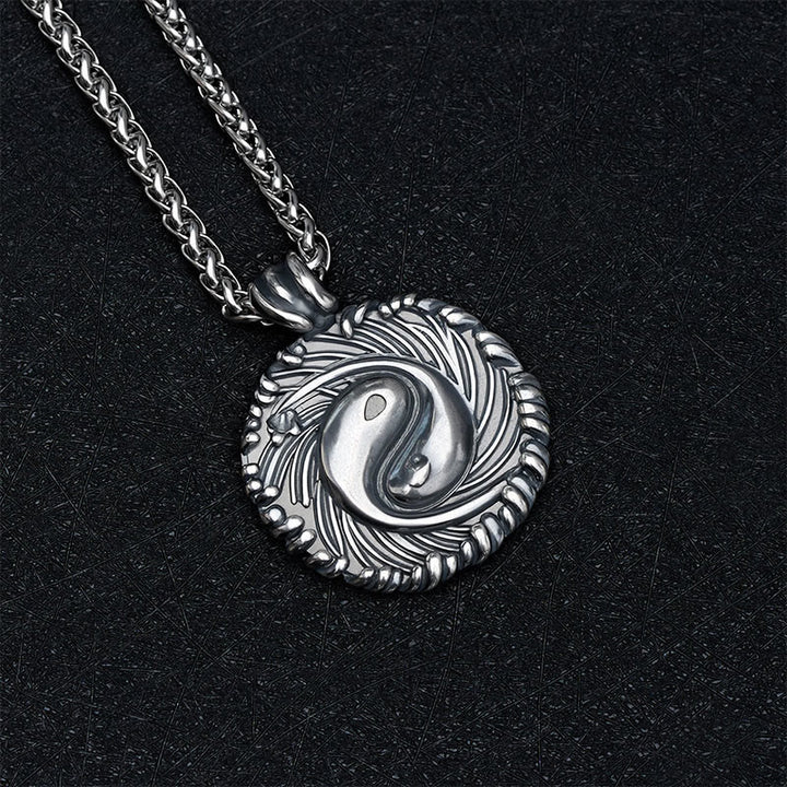 Buddha Stones Copper Yin Yang Koi Fish Balance Round Pendant Necklace - image 2