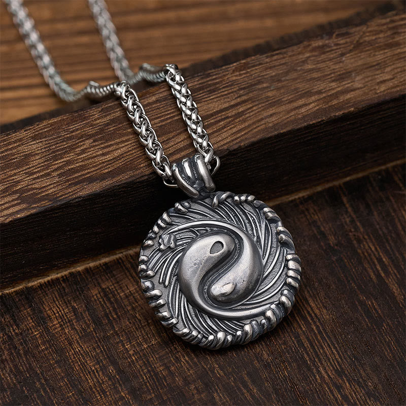 Buddha Stones Copper Yin Yang Koi Fish Balance Round Pendant Necklace - Copper(Harmonic ♥ Grounding) - image 0