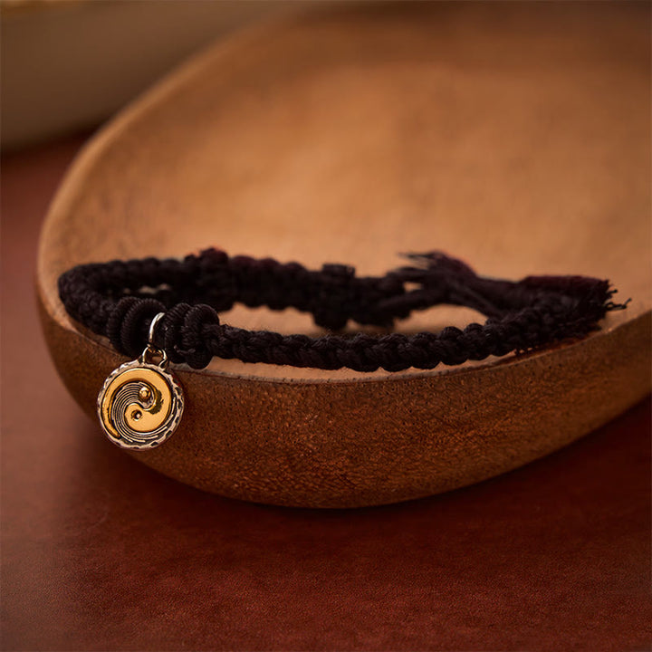 Buddha Stones Copper Yin Yang Red String Balance Bracelet - Black String - image 12