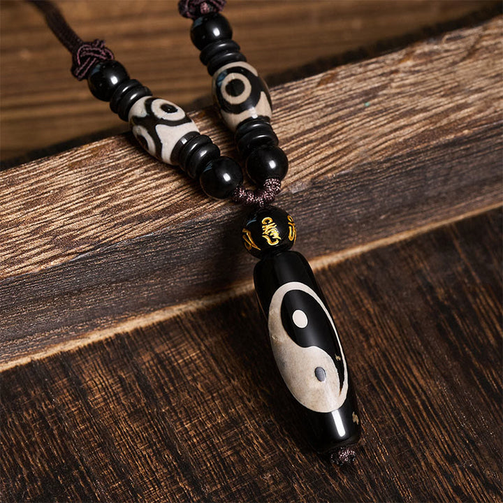 Buddha Stones Black Onyx Yin Yang Harmony Rope Necklace - image 4