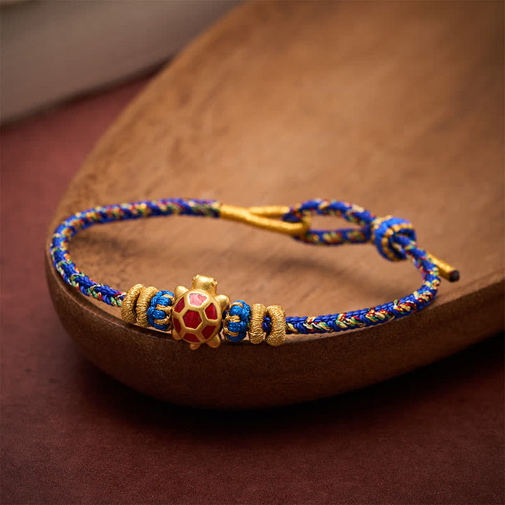 Buddha Stones Five Color Hand Woven String Longevity Turtle Protection Adjustable Bracelet - image 11