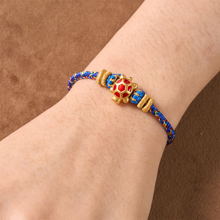 Buddha Stones Five Color Hand Woven String Longevity Turtle Protection Adjustable Bracelet - image 12
