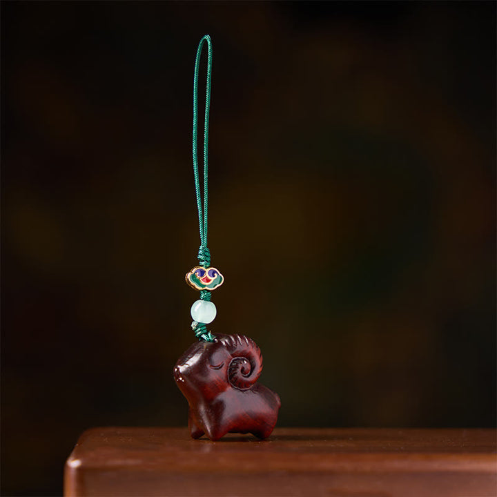 Buddha Stones Hand Carved Sandalwood Goat Positive Keychains - image 15
