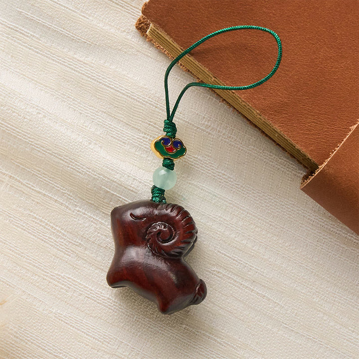 Buddha Stones Hand Carved Sandalwood Goat Positive Keychains - image 18