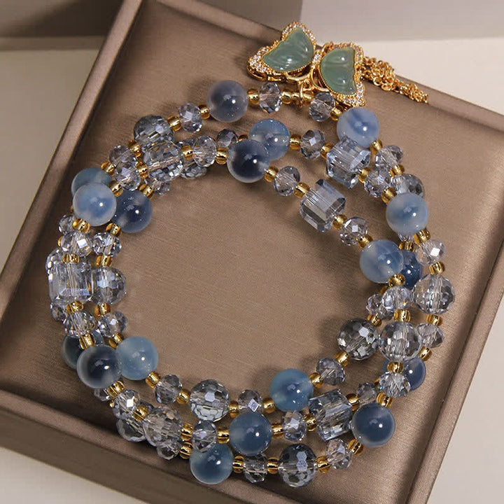 Buddha Stones Blue Candy Agate Butterfly Confidence Layered Bracelet - image 8