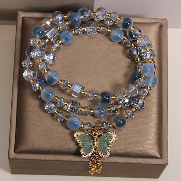 Buddha Stones Blue Candy Agate Butterfly Confidence Layered Bracelet - image 4