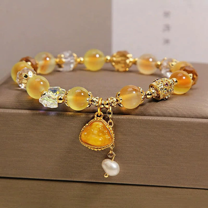 Buddha Stones Yellow Candy Agate Buddha Hope Beaded Bracelet - Candy Agate(Hope ♥ Balance) - image 0