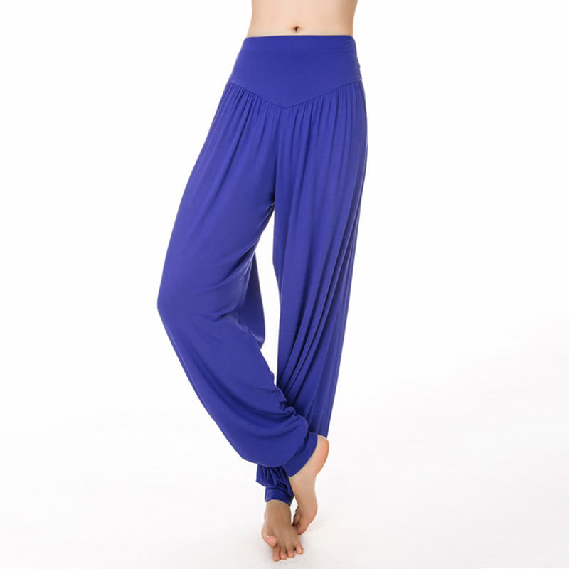 Buddha Stones Plain Color Loose Modal Yoga Dance Harem Pants - RoyalBlue - US12，UK/AU16，EU44 (3XL) - image 26
