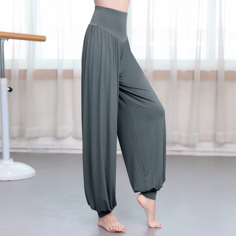 Buddha Stones Plain Color Loose Modal Yoga Dance Harem Pants - Dark Gray - US12，UK/AU16，EU44 (3XL) - image 12