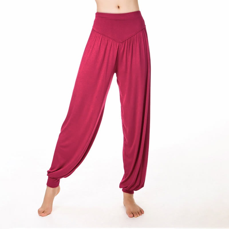 Buddha Stones Plain Color Loose Modal Yoga Dance Harem Pants - Tomato - US12，UK/AU16，EU44 (3XL) - image 21