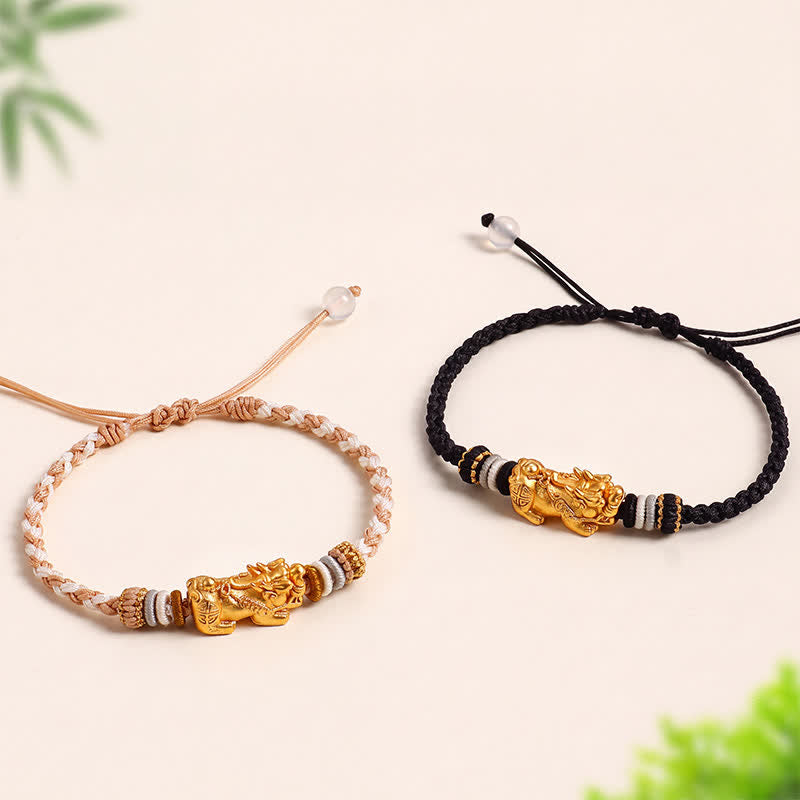 Buddha Stones White Agate Copper Pi Xiu Auspicioisness Hand-Woven Bracelet - image 13