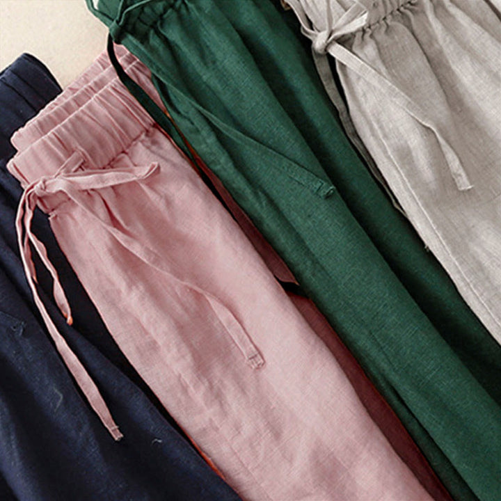 Buddha Stones Summer Elastic Waist Women's Capri Cropped Wide Leg Pants With Pockets - image 28