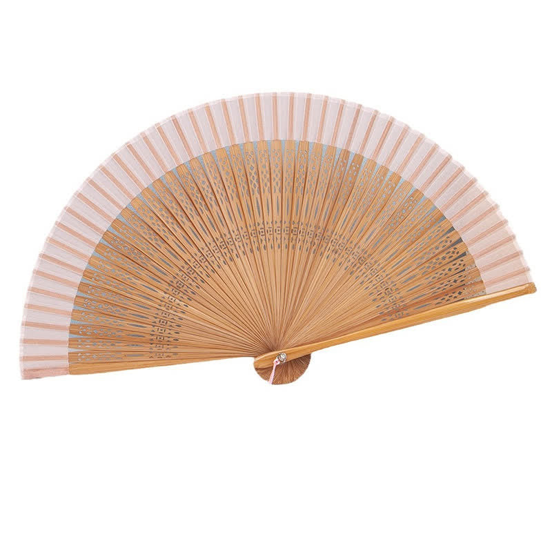 Buddha Stones Inspired Hollow Carved Bamboo Tassel Simple Folding Fan - image 3