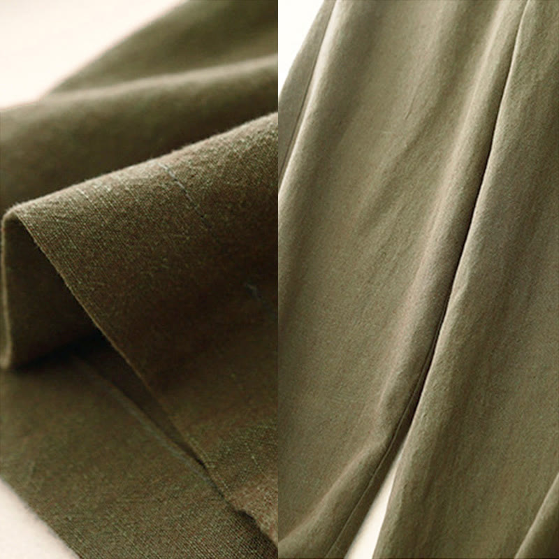 Buddha Stones Casual Plain Women's Elastic Waist  Wide Leg Pants With Pockets - image 4