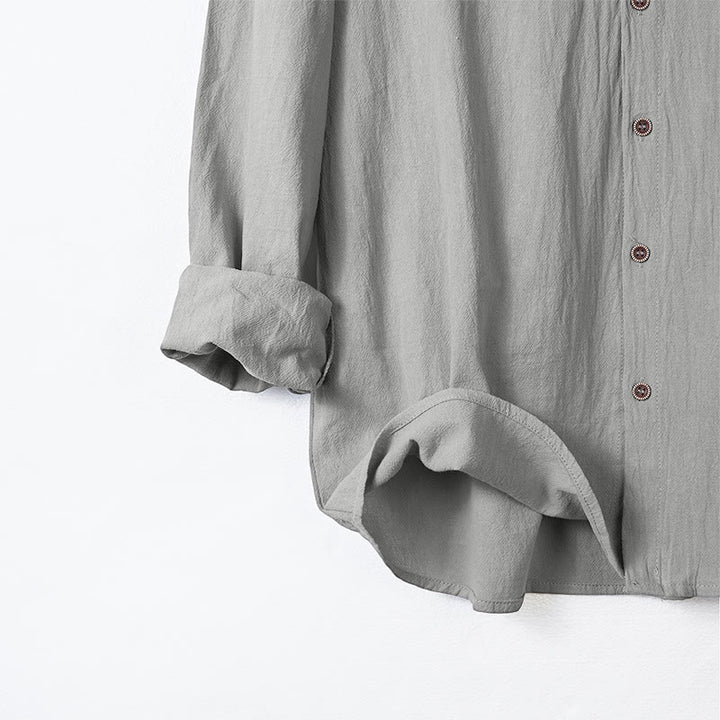 Buddha Stones Solid Color Long Sleeve Hooded Drawstring Buttons Men's Shirt - image 11