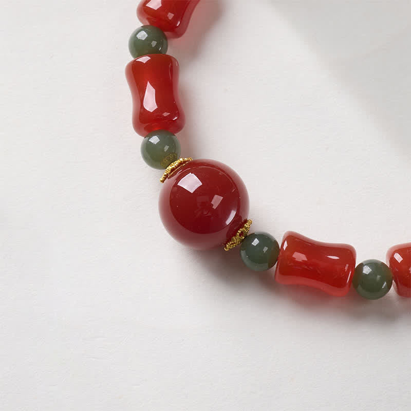 Buddha Stones New Chinese Red Agate Bamboo Design Growth Bracelet - image 3