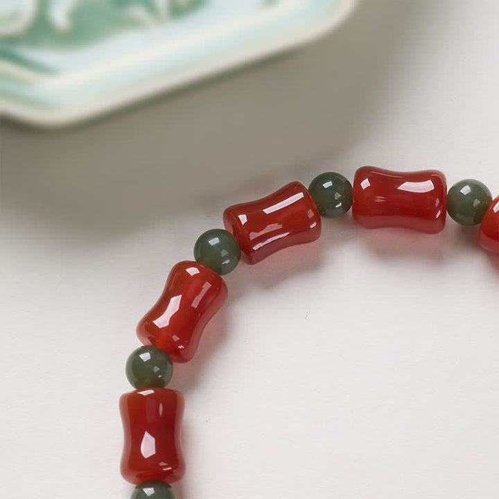 Buddha Stones New Chinese Red Agate Bamboo Design Growth Bracelet - image 4