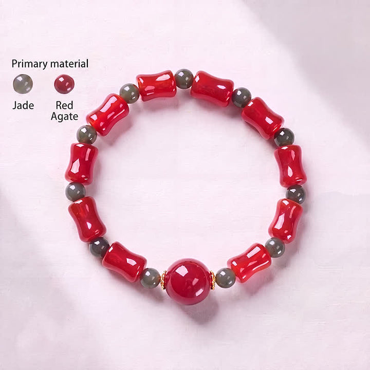 Buddha Stones New Chinese Red Agate Bamboo Design Growth Bracelet - image 2
