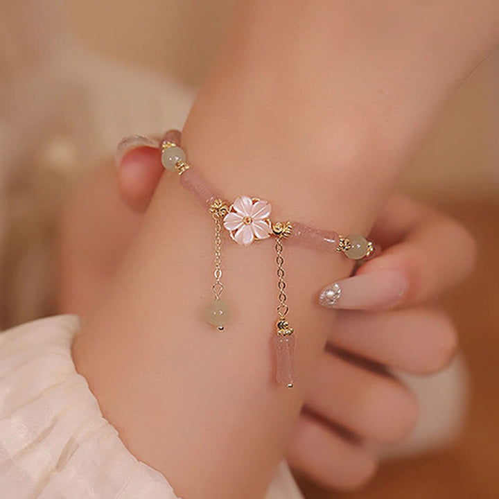 Buddha Stones Strawberry Quartz Bamboo Hetian Jade Romantic Bracelet - image 2