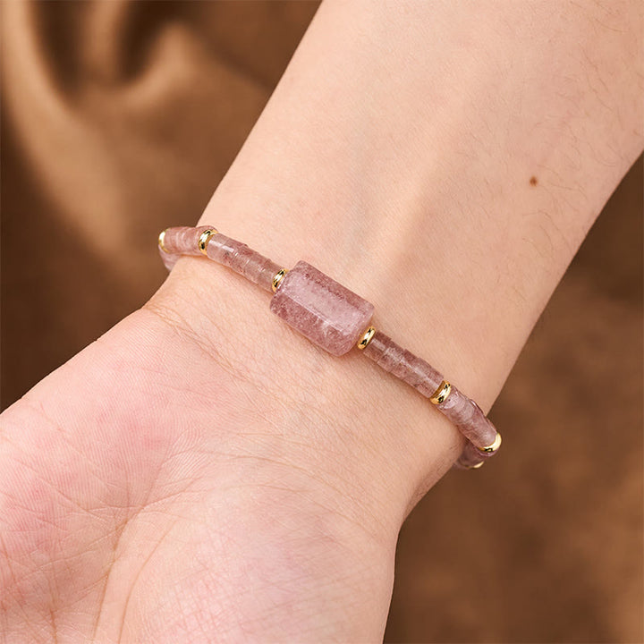 Buddha Stones Amethyst Amazonite Strawberry Quartz Sodalite Truth Faceted Cylinder Accent Bracelet - image 10