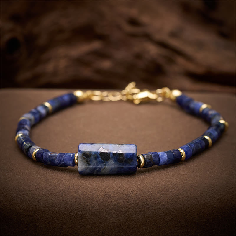 Buddha Stones Amethyst Amazonite Strawberry Quartz Sodalite Truth Faceted Cylinder Accent Bracelet - Sodalite(Wrist Circumference: 5.9–7.1 in / 15–18 cm) - image 12