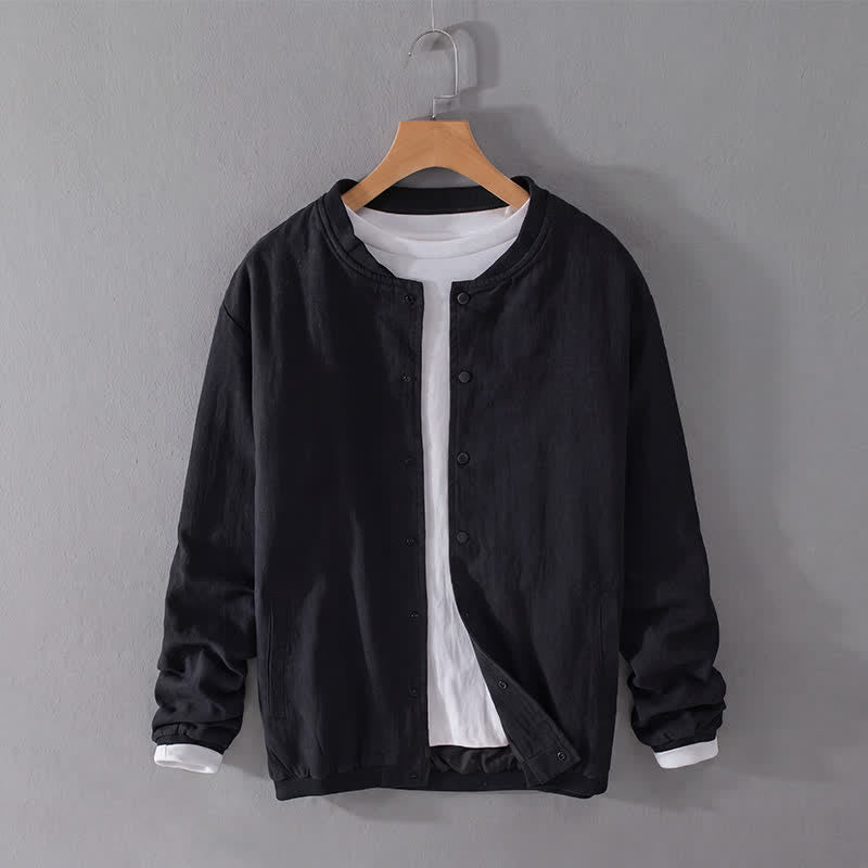 Buddha Stones Spring Casual Minimalist Button-Up Solid Men's Jacket With Pockets - image 9
