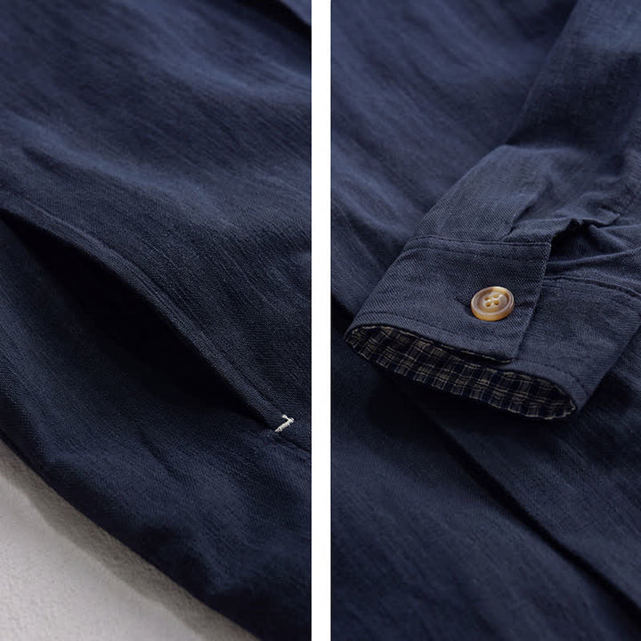 Buddha Stones Fall Casual Vintage Button-Up Solid Linen Men's Jacket With Pockets - image 12