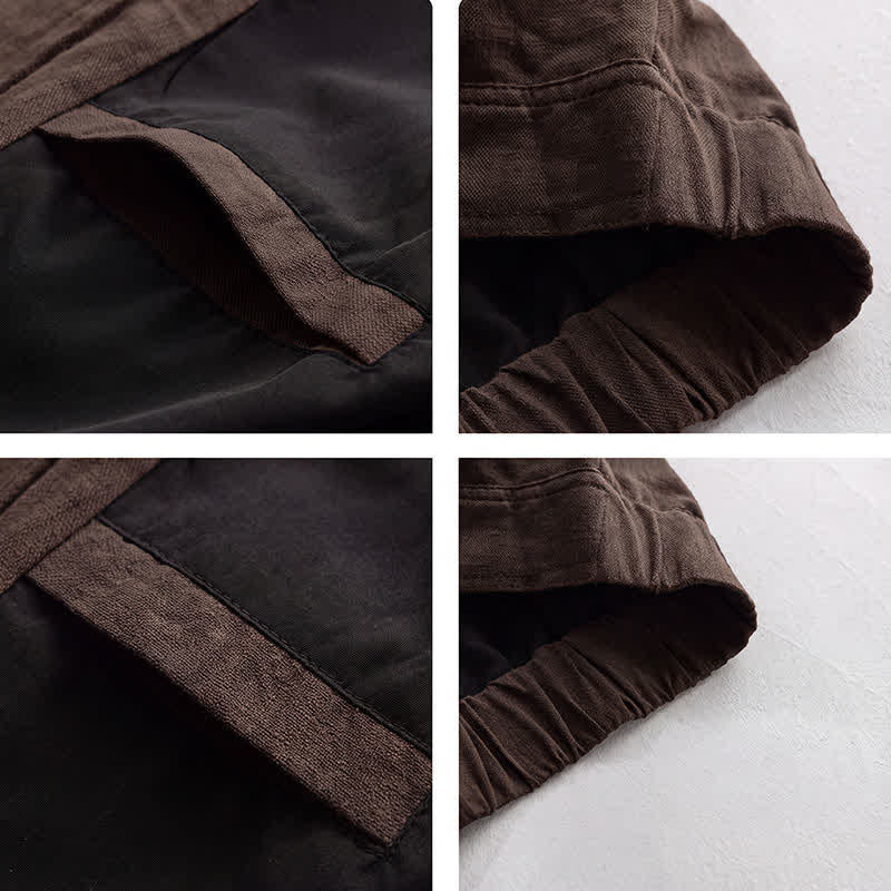 Buddha Stones Fall Casual Vintage Button-Up Solid Linen Men's Jacket With Pockets - image 7