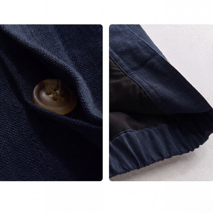 Buddha Stones Fall Casual Vintage Button-Up Solid Linen Men's Jacket With Pockets - image 14