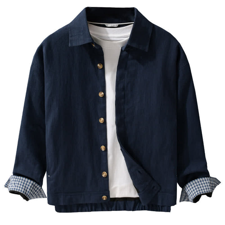 Buddha Stones Fall Casual Vintage Button-Up Solid Linen Men's Jacket With Pockets - image 9