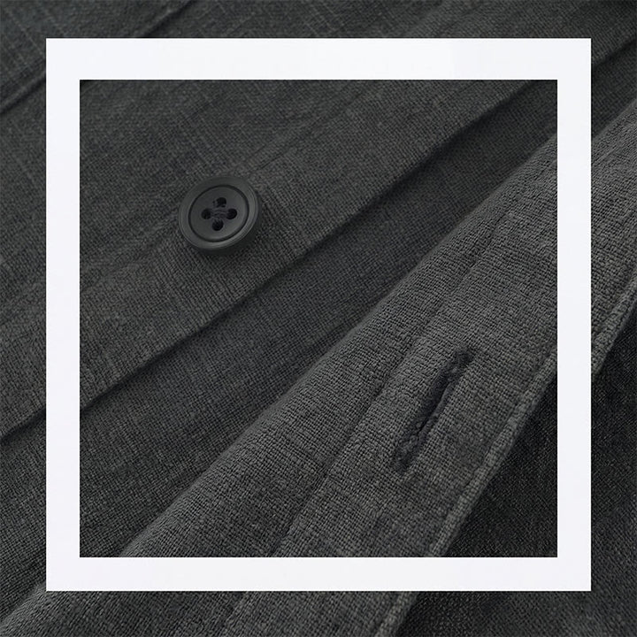 Buddha Stones Fall Casual Minimalist Button-Up Solid Ramie Men's Jacket With Pockets - image 8
