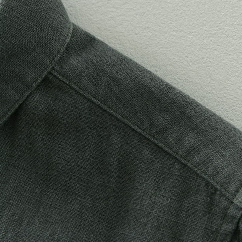Buddha Stones Fall Casual Minimalist Button-Up Solid Ramie Men's Jacket With Pockets - image 4
