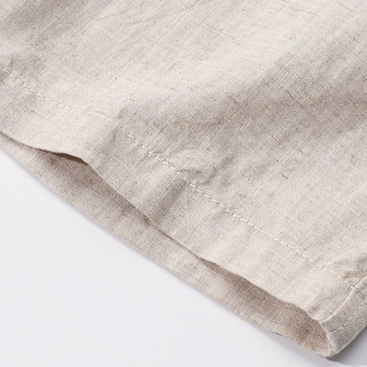 Buddha Stones Spring Summer Casual Drawstring Solid Linen Long Pants Men's Straight Leg Pants With Pockets - image 9