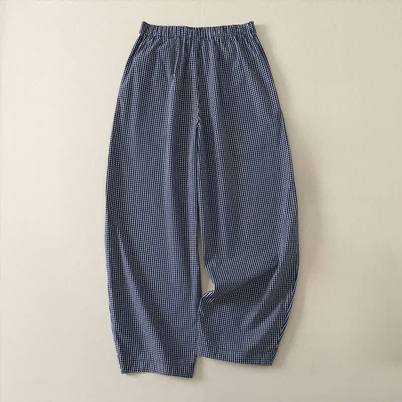 Buddha Stones Spring Summer Casual Vintage Plaid Ankle Pants Women's Straight Leg Pants With Pocket - image 1